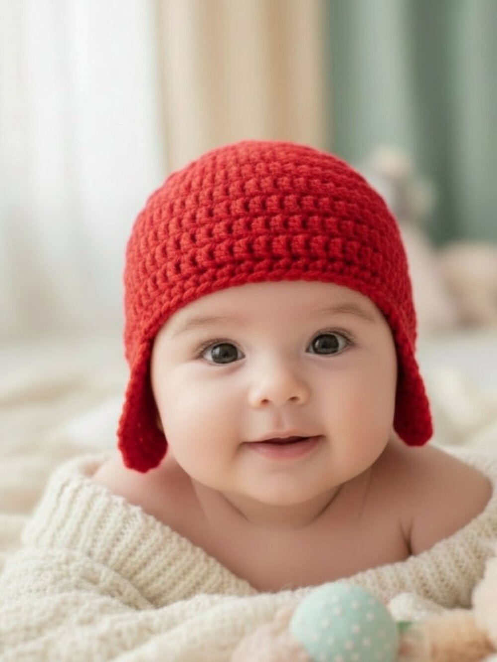 New crochet baby beanie, handmade hat, red baby hat